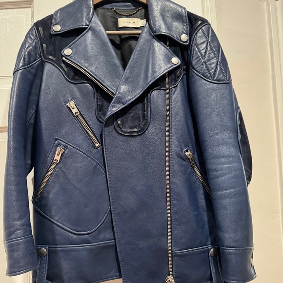 Coach Womens 0 Lamb Leather Western Moto Jacket